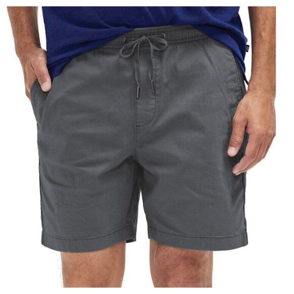 Gap Shorts Mens XXL 2XL 7" PullOn Gray Twill Stretch Chino Drawstring Casual NEW - Picture 1 of 11